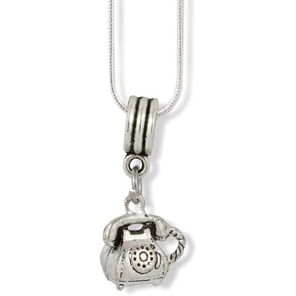 Telephone (Old Style Rotary) Charm Snake Chain Necklace - Picture 1 of 4